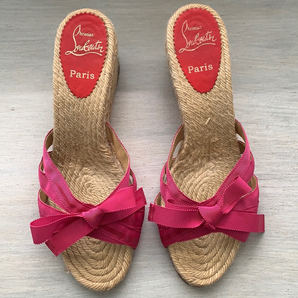 COPY - Christian Louboutin Pink Bow Espadrille Wedges 41